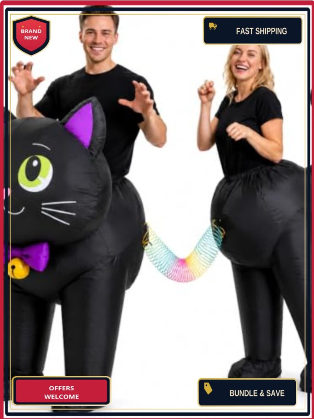 Inflatable Cat Costume Set Adult Unisex Polyester Halloween